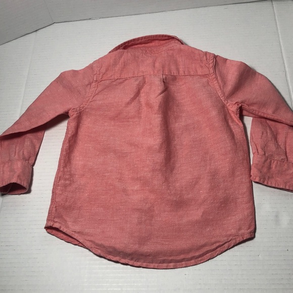 Janie and Jack Linen Cotton Shirt Coral Long Sleeve Toddler Size 2T - Picture 5 of 5